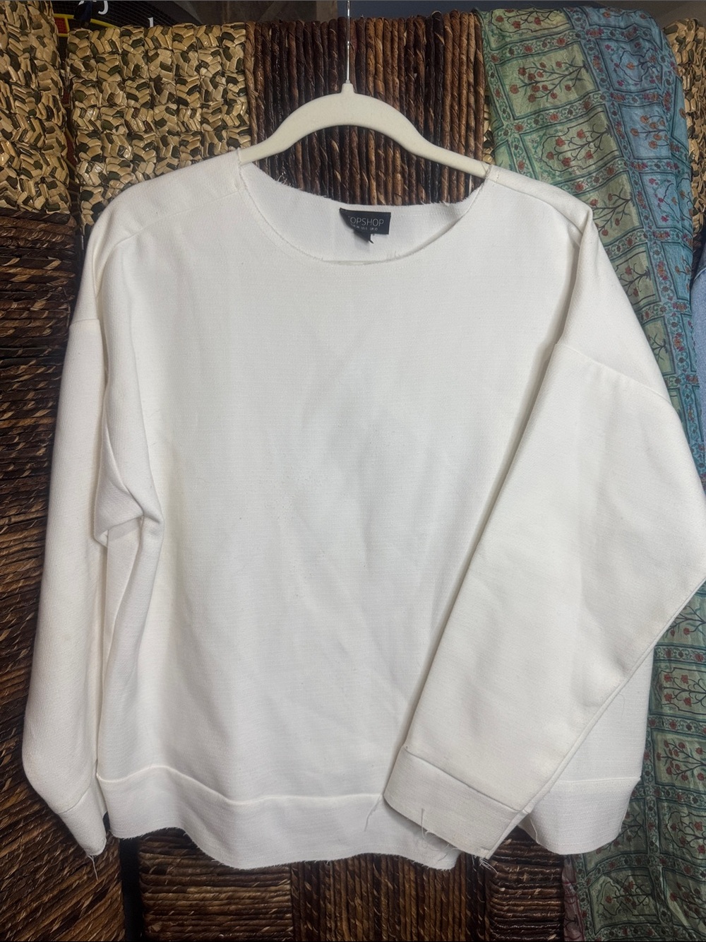 Topshop Men's White Crewneck Knit Sweater